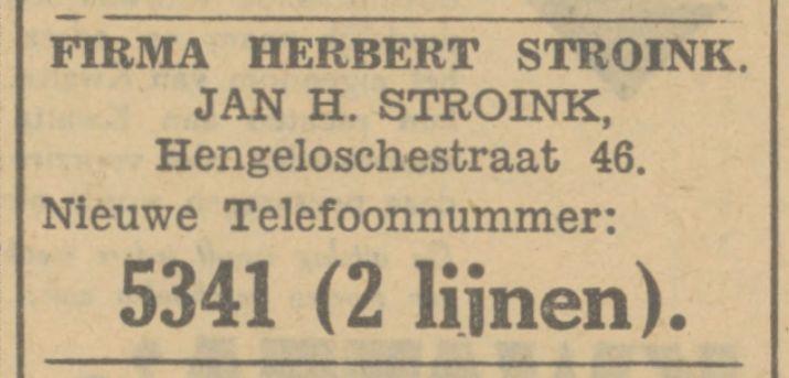 Hengeloschestraat 46 Jan H. Stroink Firma Herbert Stroink advertentie Tubantia 27-2-1933.jpg