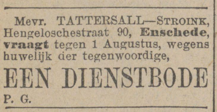 Hengeloschestraat 90 Mevr. Tattersall-Stroink advertentie Tubantia 13-6-1924.jpg