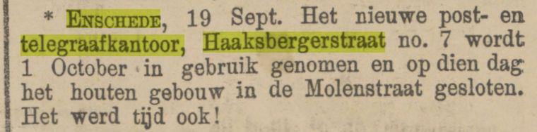 Haaksbergerstraat 7 post- en telegraafkantoor krantenbericht 21-9-1904.jpg