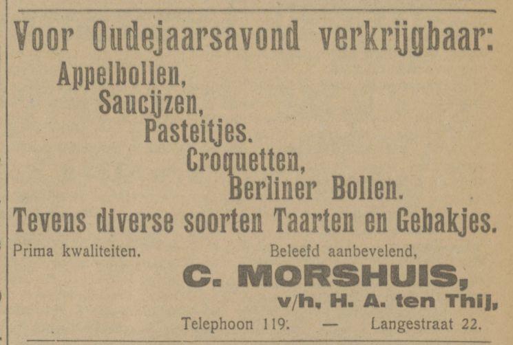 Langestraat 22 H.A. ten Thij advertentie Tubantia 29-12-1921.jpg