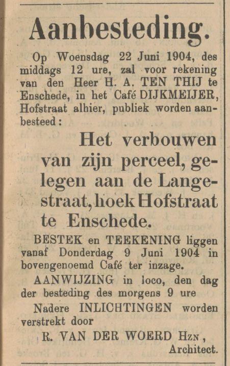 Langestraat 22 hoek Hofstraat H.A. ten Thij advertentie Tubantia 18-6-1904.jpg