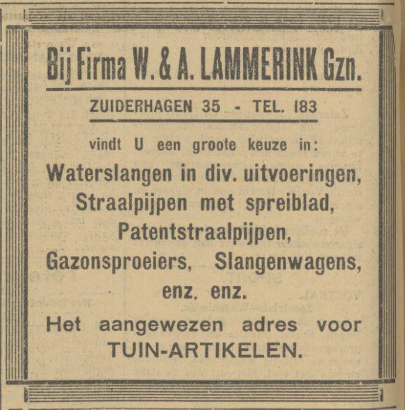 Zuiderhagen 35 Firma W. & A. Lammerink Gzn. advertentie Tubantia 7-5-1928.jpg