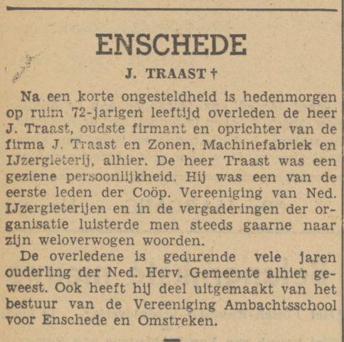 J. Traast overleden krantenbericht Tubantia 11-3-1940.jpg