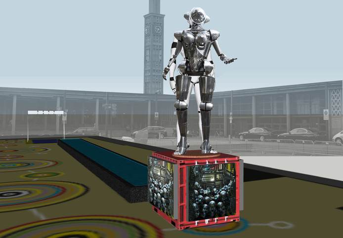 Robotbeeld Metropolis in Enschede krijgt vaste plek op Stationsplein.jpg