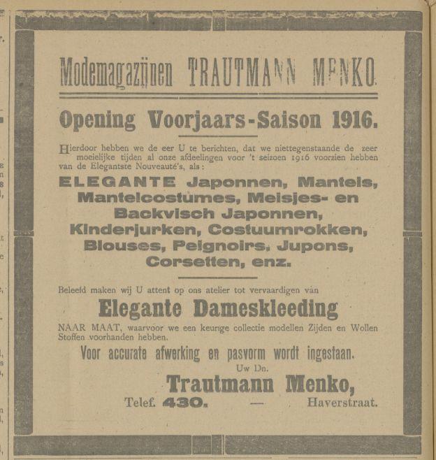 Haverstraat Trautmann Menko advertentie Tubantia 15-3-1916.jpg