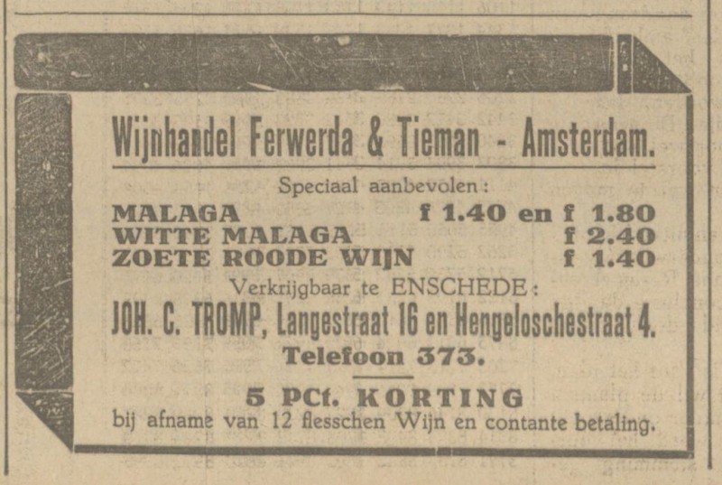 Langestraat 16 Joh. C. Tromp advertentie Tubantia 29-7-1926.jpg
