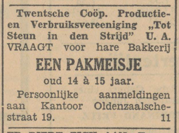 Oldenzaalschestraat Coöp. Productie- en Verbruikersvereeniging Tot Steun in den Strijd advertentie Tubantia 4-7-1930.jpg