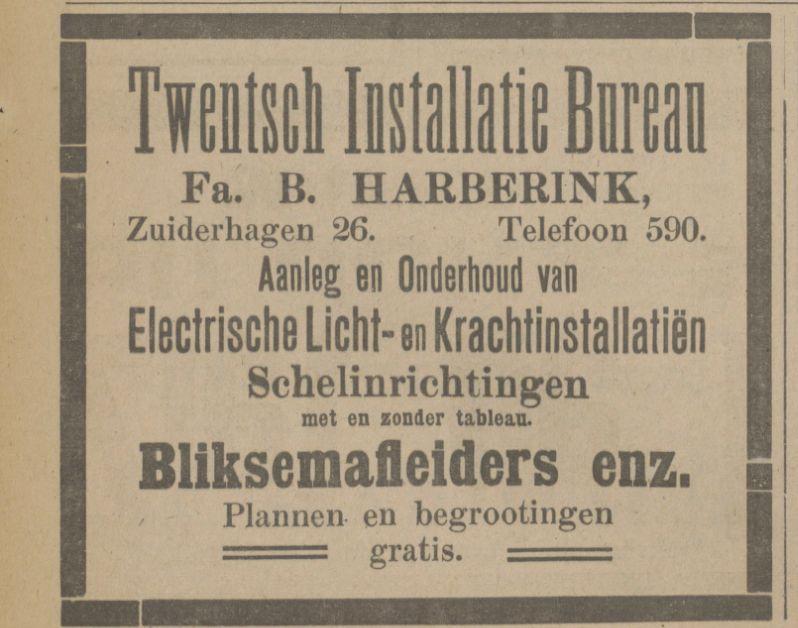 Zuiderhagen 26 Twentsch Installatie Bureau advertentie Tubantia 2-10-1915.jpg