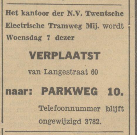Langestraat 60 Twentsche Electrische Tramweg Mij. advertentie Tubantia 8-2-1934.jpg