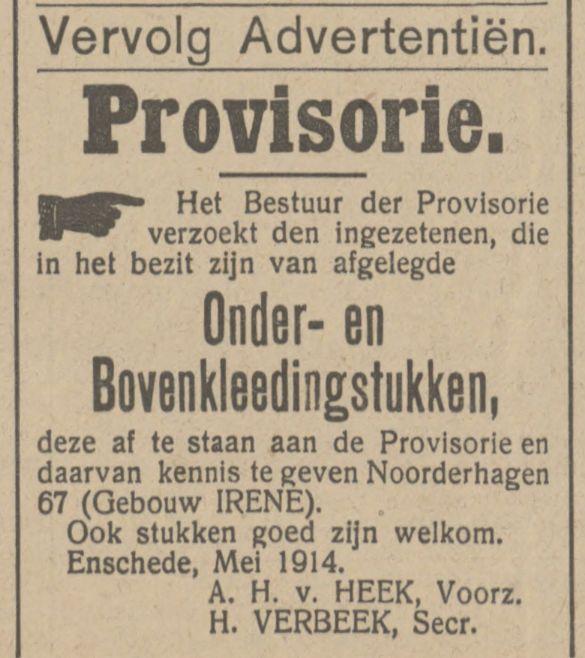 Noorderhagen H. Verbeek secr. Provisorie advertentie Tubantia 16-5-1914.jpg