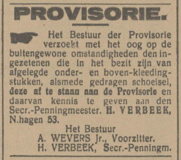Noorderhagen 53 H. Verbeek secr. Provisorie advertentie Tubantia 2-5-1916.jpg