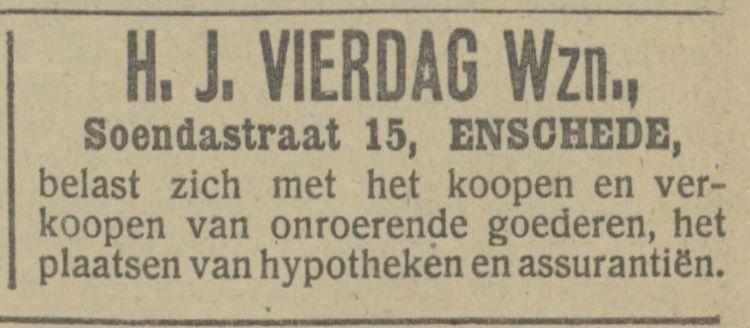 Soendastraat 15 H.J. Vierdag Wzn. advertentie Tubantia 5-7-1913.jpg