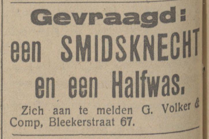 Bleekerstraat 67 G. Volker & Co. advertentie Tubantia 22-11-1915.jpg