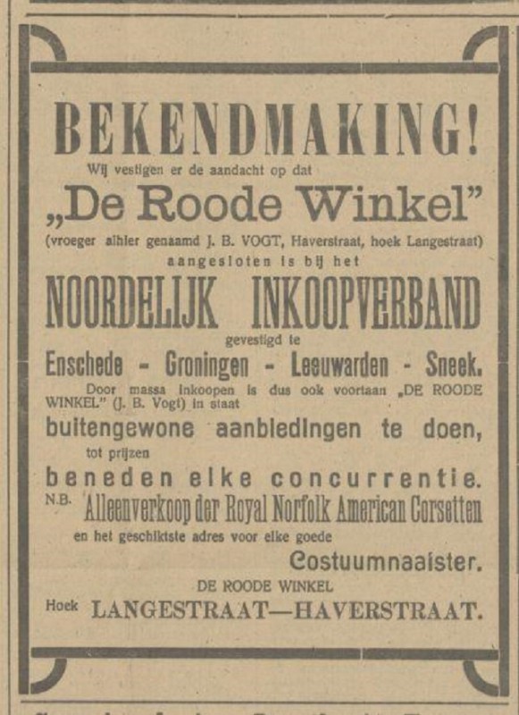 Haverstraat hoek Langestraat J.B. Vogt advertentie Tubantia 17-5-1916.jpg