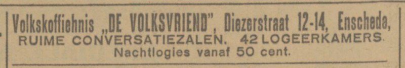 Diezerstraat 12-14 Volkskoffiehuis De Volksvriend advertentie Tubantia 23-12-1925.jpg