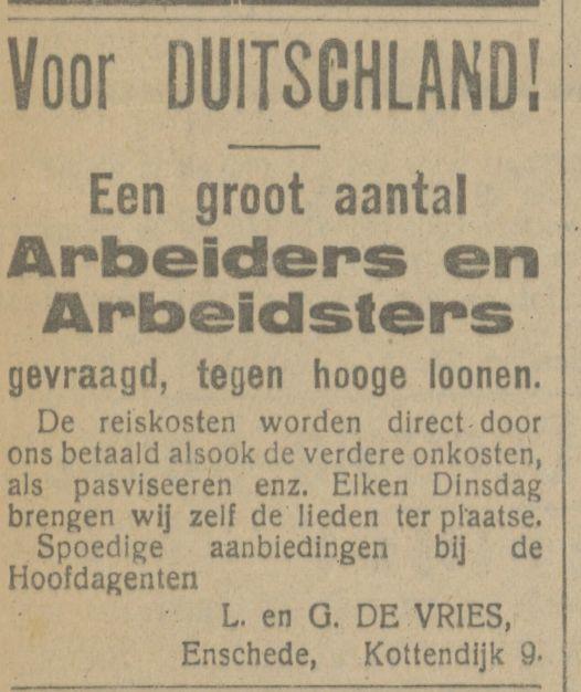 Kottendijk 9 L. & G. de Vries advertentie Tubantia 19-4-1918.jpg