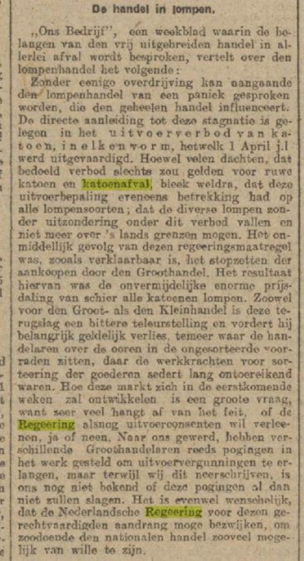 De handel in lompen krantenbericht 9-4-1916.jpg