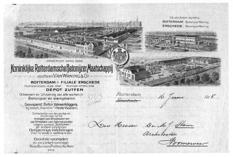 1e Hengeloschedwarsstraat 67 filiaal Koninklijke Rotterdamsche Betonijzer Maatschappij voorheen Van Waning & Co. briefhoofd 16-6-1915.jpg