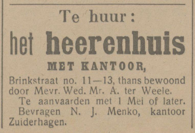 Brinkstraat 11 Mr. A. ter Weele advertentie Tubantia 28-1-1916.jpg
