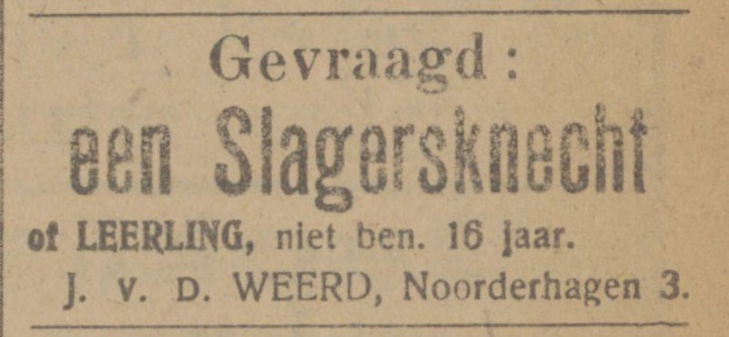 Noorderhagen 3 J. van der Weerd advertentie Tubantia 11-11-1916.jpg