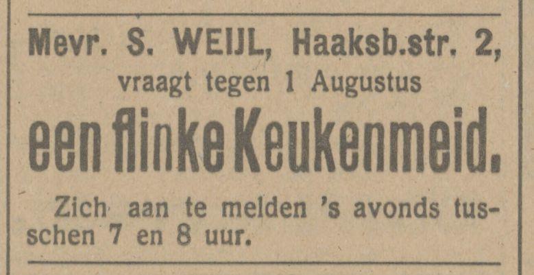 Haaksbergerstraat 2 S. Weijl advertentie Tubantia 3-5-1916.jpg