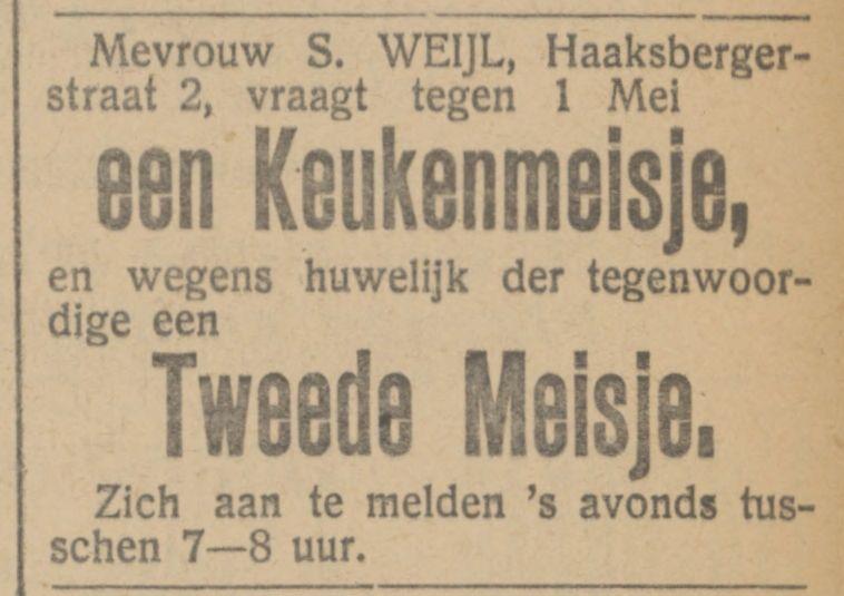Haaksbergerstraat 2 S. Weijl advertentie Tubantia 7-1-1913.jpg