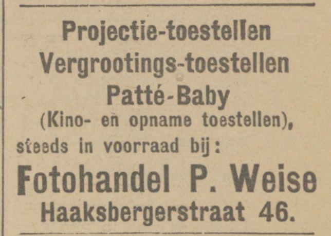 Haaksbergerstraat 46 P. Weise advertentie Tubantia 10-11-1924.jpg