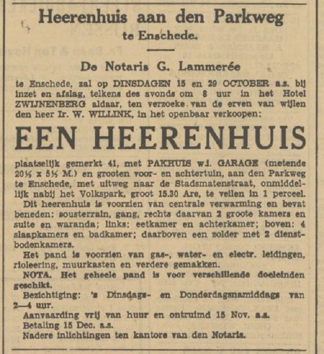 Parkweg 41 W. Willink advertentie Tubantia12-10-1935.jpg