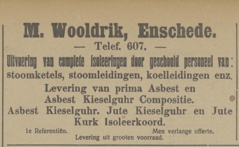 Emmastraat M. Wooldrik telefoon 607 advertentie Tubantia 27-9-1913.jpg