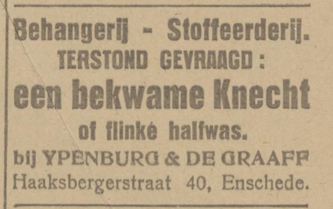 Haaksbergerstraat 40 Ypenburg & de Graaff Behangerij Stoffeerderij advertentie Tubantia 15-4-1925.jpg