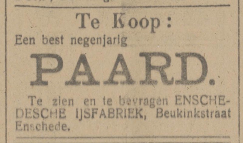 Beukinkstraat Enschedesche IJsfabriek advertentie Tubantia 5-5-1917.jpg