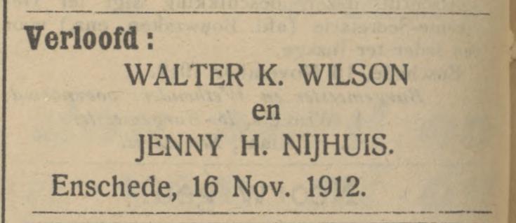 Walter K. Wilson verloofd advertentie Tubantia 16-11-1912.jpg