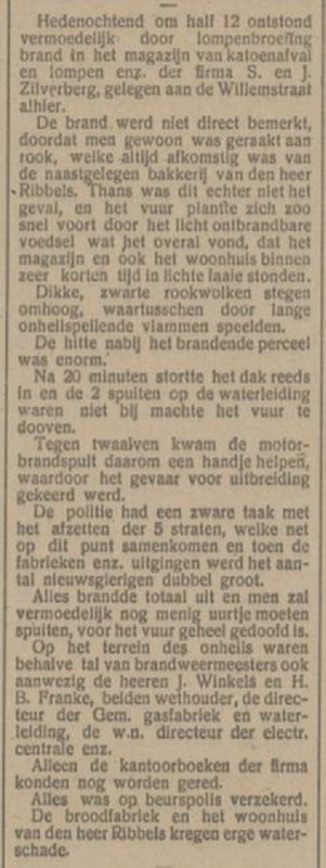 Willemstraat brand Firma S. em J. Zilverberg krantenbericht Tubantia 6-9-1916.jpg