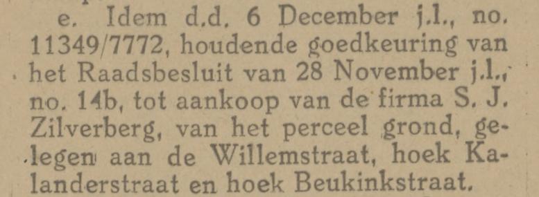 Willemstraat hoek Kalanderstraat en Beukinkstraat Firma S.J. Zilverberg krantenbericht Tubantia 3-1-1922.jpg