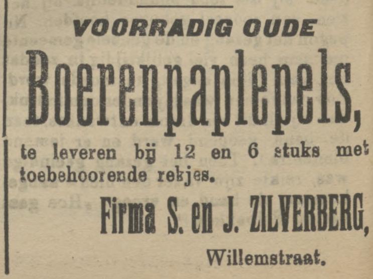 Willemstraat Firma S. em J. Zilverberg advertentie Tubantia5-11-1910.jpg