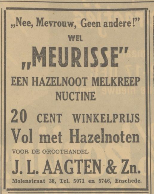 Molenstraat 38 J.L. Aagten Groothandel advertentie Tubantia 30-11-1949.jpg