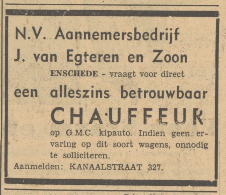 Kanaalstraat 327 Aaannemersbedrijf J. van Egteren & Zn. advertentie Tubantia 15-9-1951.jpg