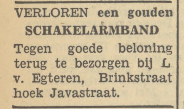 Javastraat hoek Brinkstraat L. van Egteren advertentie Tubantia 31-10-1949.jpg