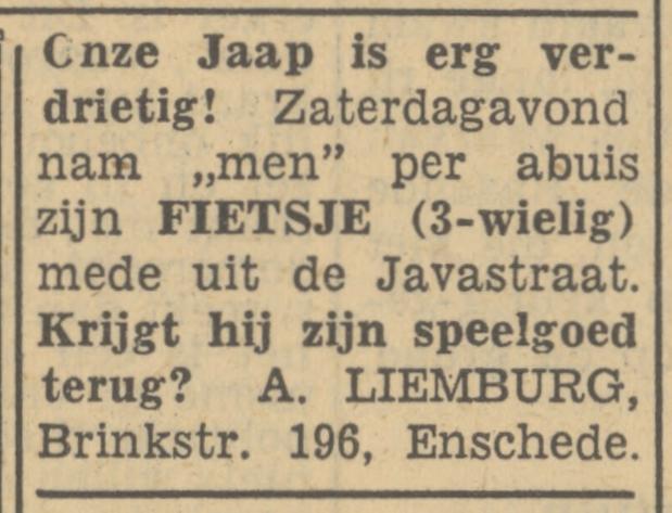 Brinkstraat 196 A. Liemburg advertentie Tubantia 23-11-1949.jpg