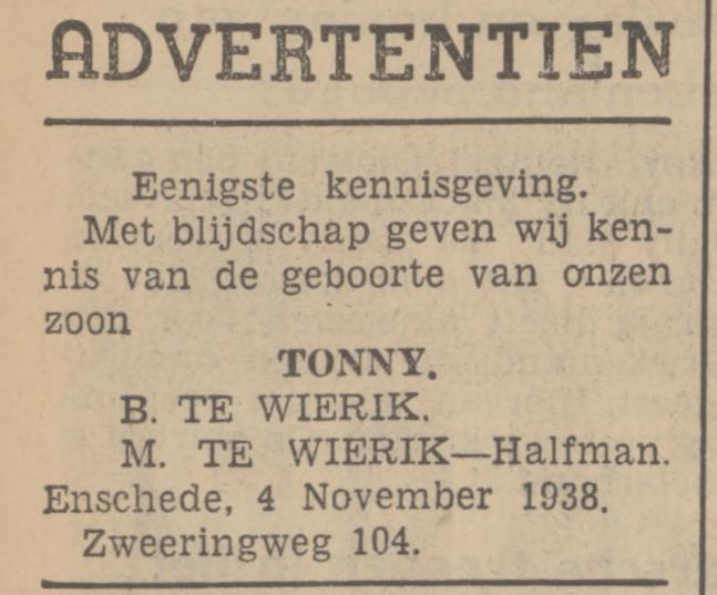 Zweeringweg 104 B. te Wierik advertentie Tubantia 5-11-1938.jpg