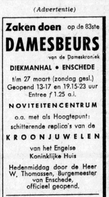 Diekmanhal Damesbeurs advertentie Telegraaf 19-3-1965.jpg