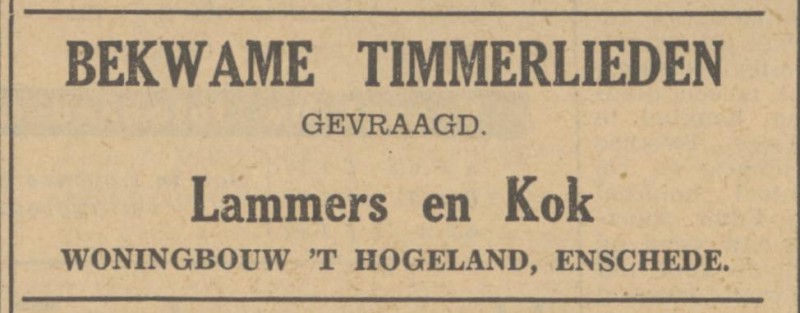 Hogeland woningbouw Lammers en Kok advertentie Tubantia 7-7-1949.jpg