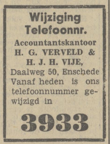 Daalweg 50 Accountantskantoor H.G. Verveld & H.J.H. Vije advertentie Tubantia 22-3-1948.jpg
