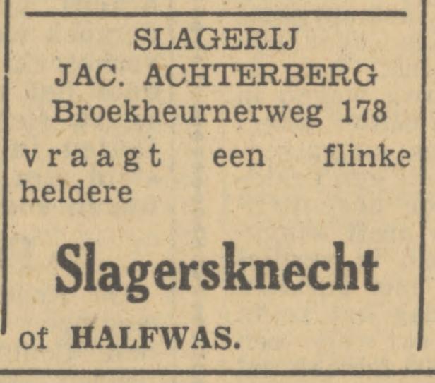 Broekheurnerweg 178 Jac. Achterberg slagerij advertentie Tubantia 25-11-1949.jpg