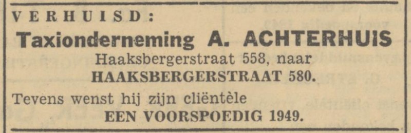 Haaksbergerstraat 580 Taxionderneming A. Achtrhuis advertentie Tubantia 31-12-1948.jpg