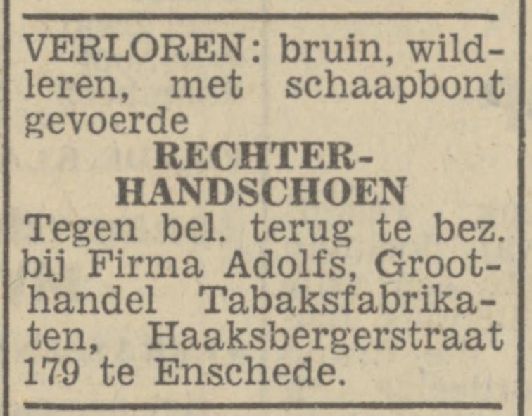Haaksbergerstraat 179 Firma Adolfs Groothandel Tabaksfabrikaten advertentie Tubantia 6-12-1948.jpg
