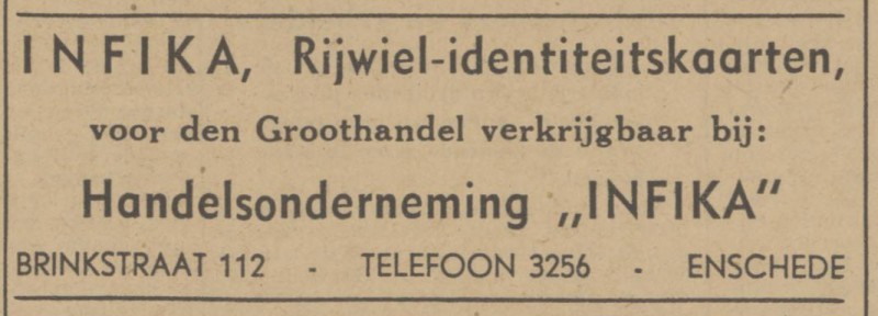 Brinkstraat 112 Handelsonderneming Infika advertentie Tubantia 25-4-1942.jpg