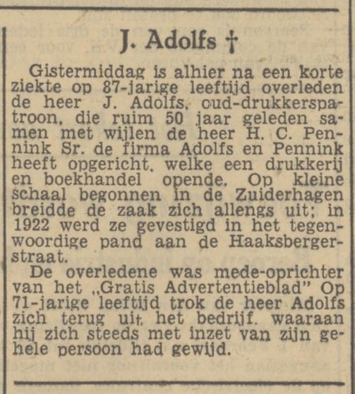 Haaksbergerstraat  Adolfs & Pennink krantenbericht Tubantia 19-1-1951.jpg