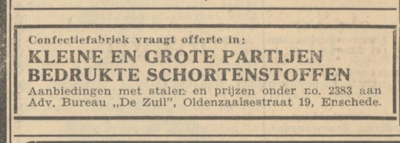 Oldenzaalsestraat 19 Adviesbureau De Zuil advertentie Algemeen Handelsblad 6-2-1952.jpg