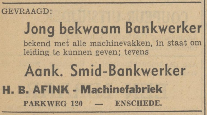 Parkweg 120 H.B. Afink Machinefabriek advertentie Tubantia 1-4-1949.jpg